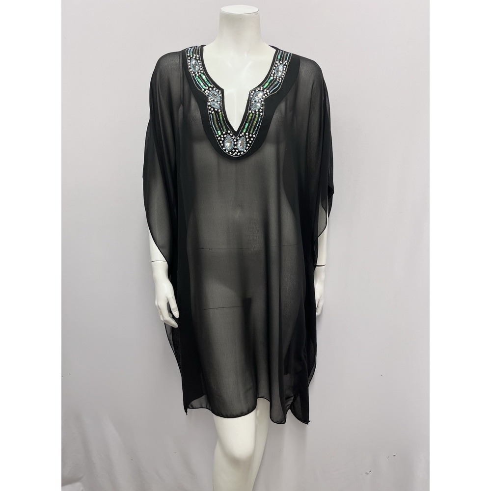 Artsy ZURY Beaded Top Black Sheer Free Size One Size